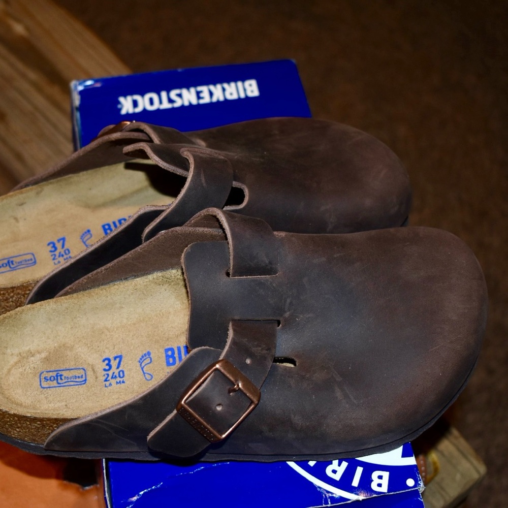 Birkenstock Brown Leather Boston Clogs